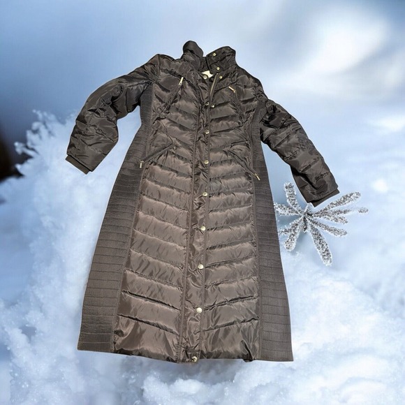 Sz‎ Lg Michael Kors Women Long Maxi Puffer Coat Down Feather Filled  Authentic! - Picture 1 of 4